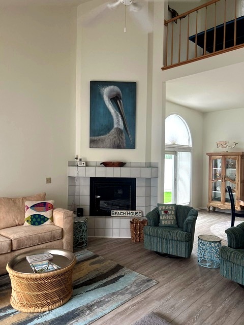 Electric fireplace and living area